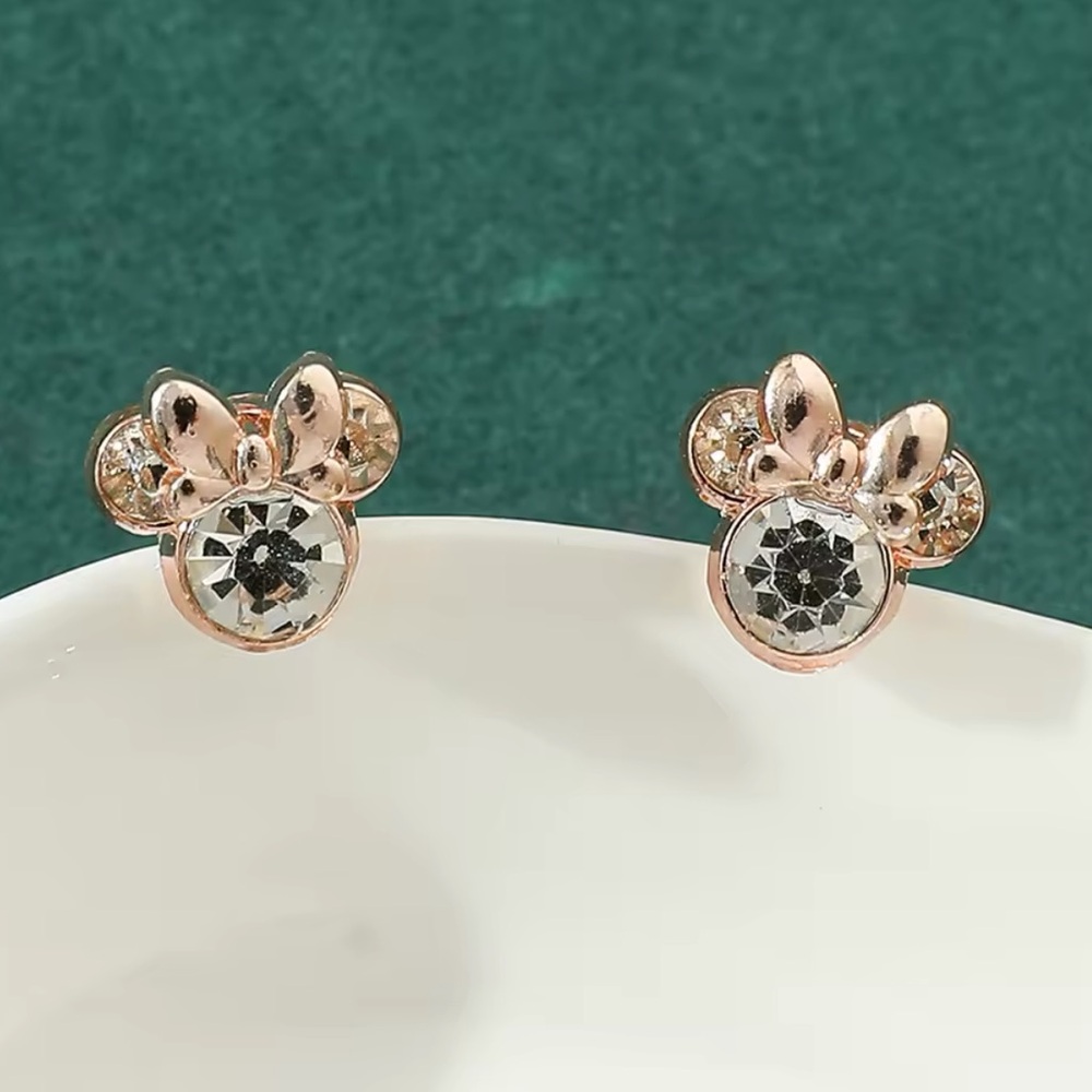 Rose Gold Filled Minnie Mouse Cubic Zirconia Earrings